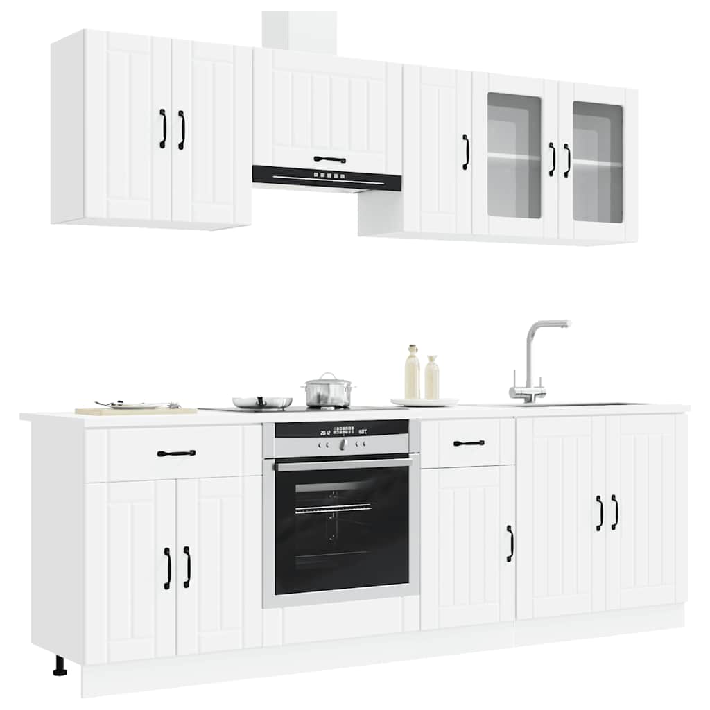 8 Piece Kitchen Cabinet Set "Kalmar" White Engineered Wood