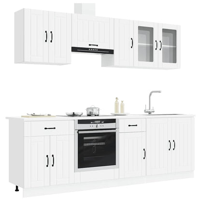 8 Piece Kitchen Cabinet Set "Kalmar" White Engineered Wood