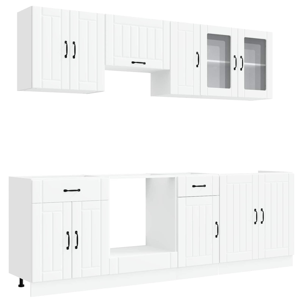 8 Piece Kitchen Cabinet Set "Kalmar" White Engineered Wood