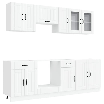 8 Piece Kitchen Cabinet Set "Kalmar" White Engineered Wood