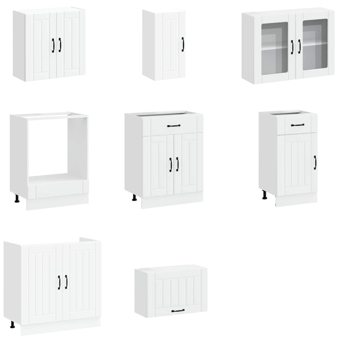 8 Piece Kitchen Cabinet Set "Kalmar" White Engineered Wood