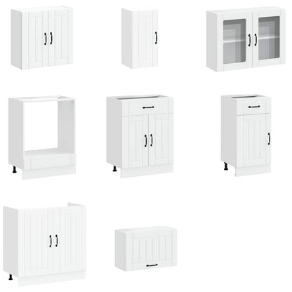 8 Piece Kitchen Cabinet Set "Kalmar" White Engineered Wood