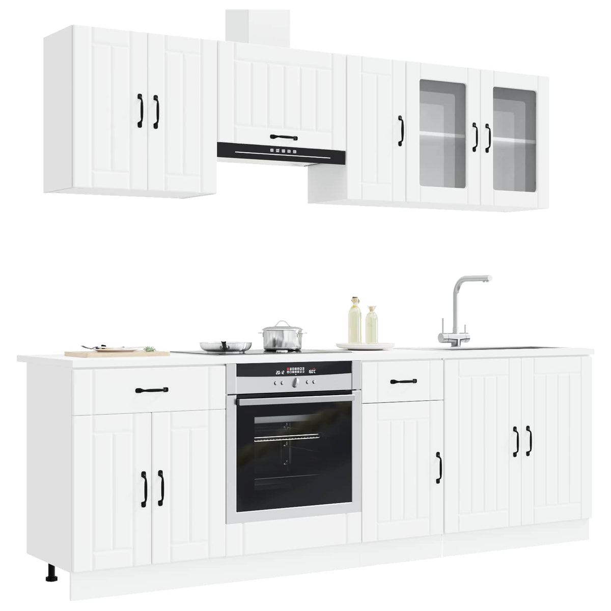 8 Piece Kitchen Cabinet Set "Kalmar" White Engineered Wood
