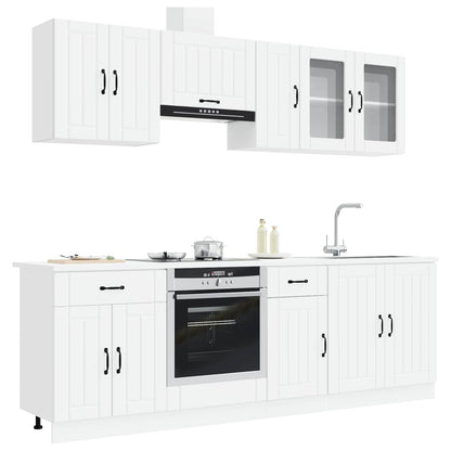 8 Piece Kitchen Cabinet Set "Kalmar" White Engineered Wood