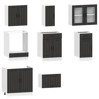 8 Piece Kitchen Cabinet Set Kalmar Black Engineered Wood