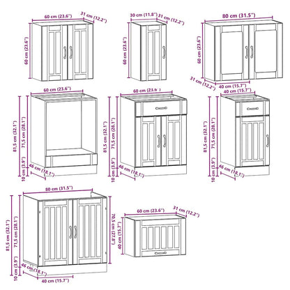 8 Piece Kitchen Cabinet Set Kalmar Black Engineered Wood