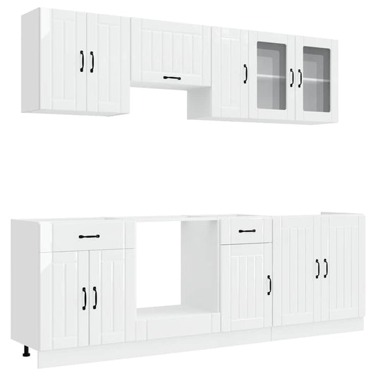 8 Piece Kitchen Cabinet Set "Lucca" High Gloss White