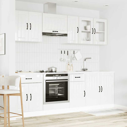 8 Piece Kitchen Cabinet Set Lucca High Gloss White Engineered Wood