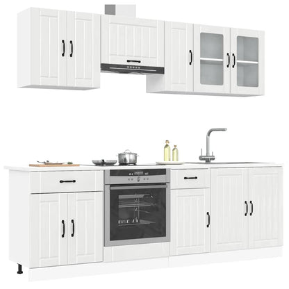 8 Piece Kitchen Cabinet Set Lucca High Gloss White Engineered Wood