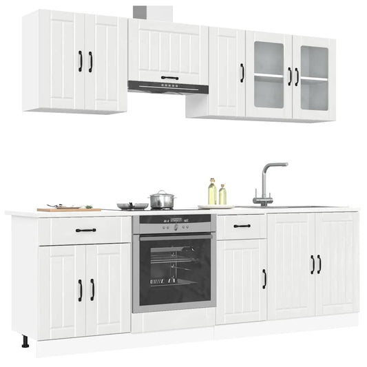 8 Piece Kitchen Cabinet Set Lucca High Gloss White Engineered Wood