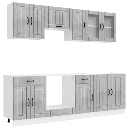 8 Piece Kitchen Cabinet Set "Lucca" Concrete Grey Engineered Wood
