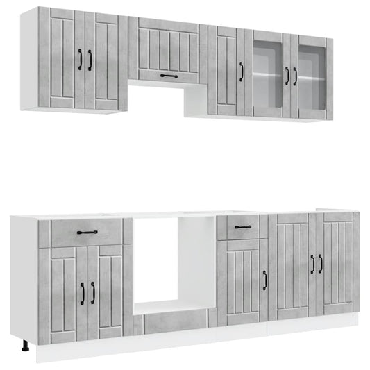 8 Piece Kitchen Cabinet Set "Lucca" Concrete Grey Engineered Wood