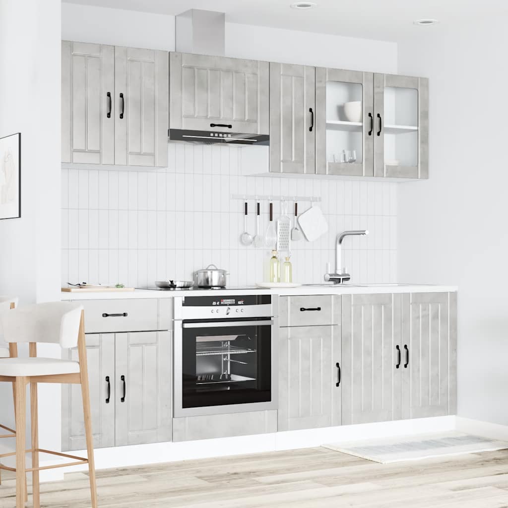 8 Piece Kitchen Cabinet Set Lucca Concrete Grey Engineered Wood
