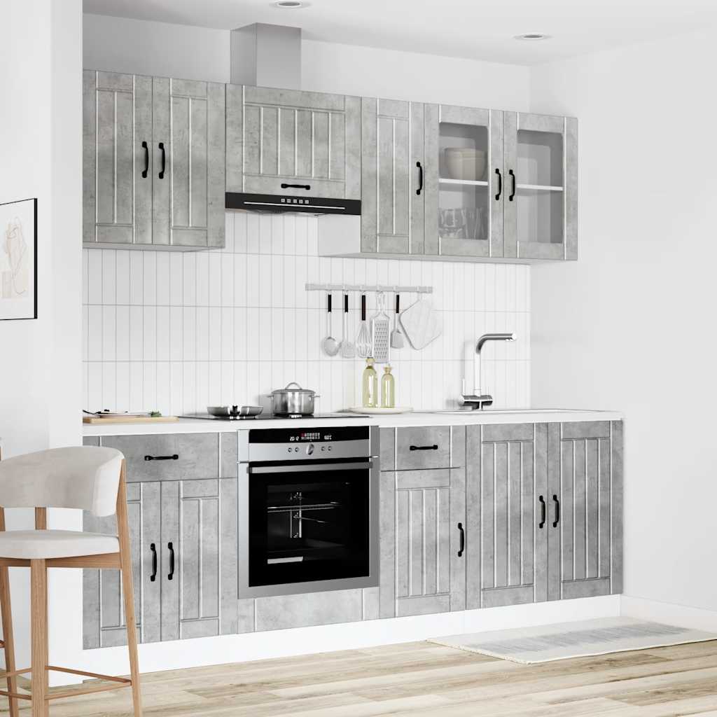 8 Piece Kitchen Cabinet Set "Lucca" Concrete Grey Engineered Wood