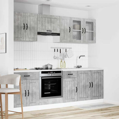 8 Piece Kitchen Cabinet Set "Lucca" Concrete Grey Engineered Wood