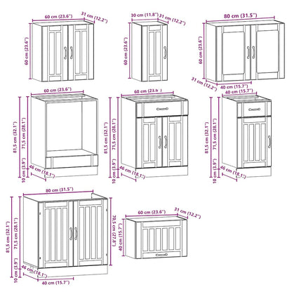 8 Piece Kitchen Cabinet Set Lucca Concrete Grey Engineered Wood