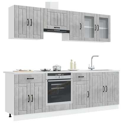 8 Piece Kitchen Cabinet Set "Lucca" Concrete Grey Engineered Wood