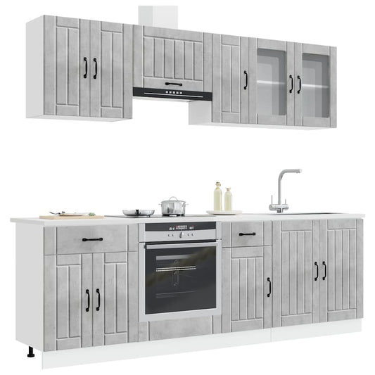 8 Piece Kitchen Cabinet Set "Lucca" Concrete Grey Engineered Wood