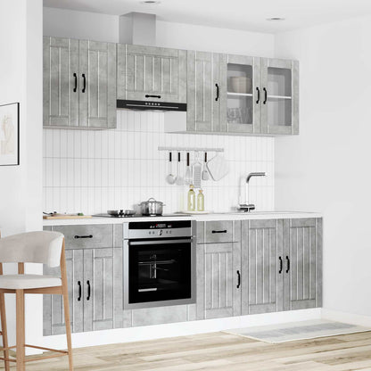 8 Piece Kitchen Cabinet Set "Lucca" Concrete Grey Engineered Wood