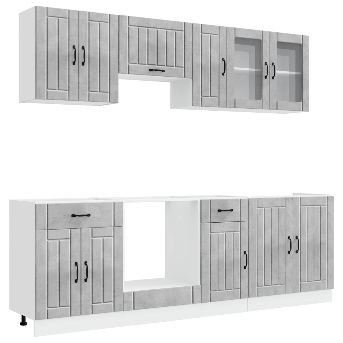 8 Piece Kitchen Cabinet Set "Lucca" Concrete Grey Engineered Wood