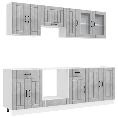 8 Piece Kitchen Cabinet Set "Lucca" Concrete Grey Engineered Wood