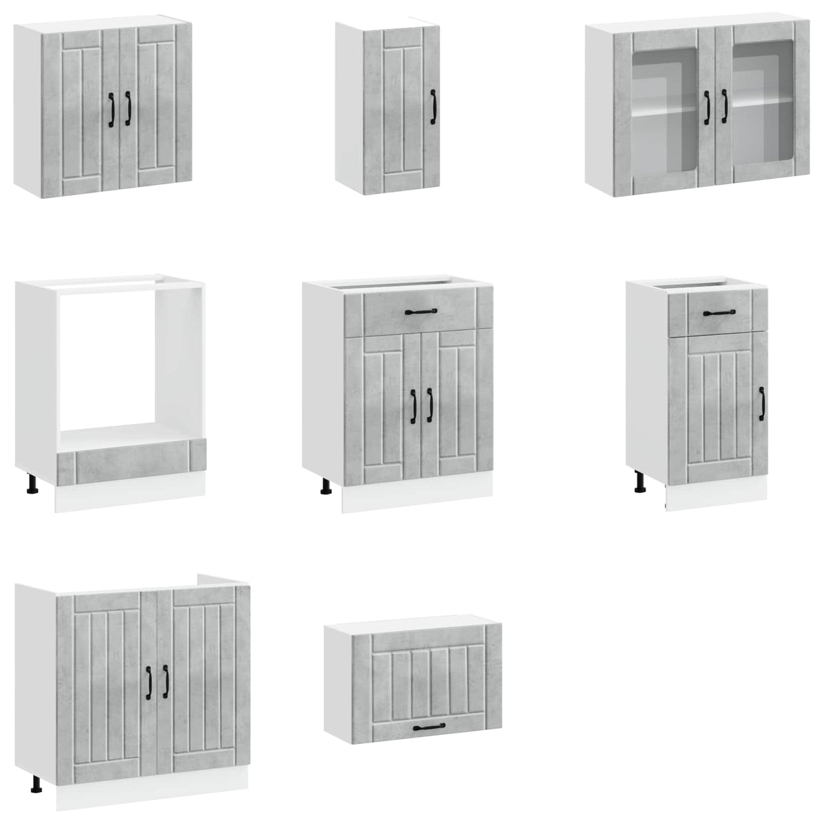 8 Piece Kitchen Cabinet Set "Lucca" Concrete Grey Engineered Wood