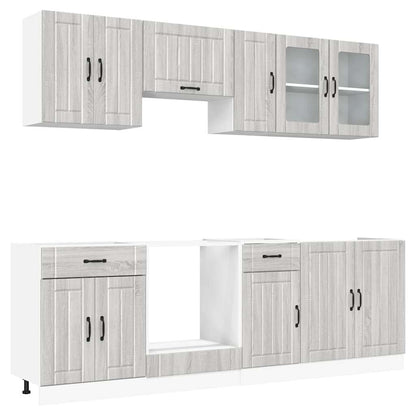 8 Piece Kitchen Cabinet Set Kalmar Grey Sonoma Engineered Wood