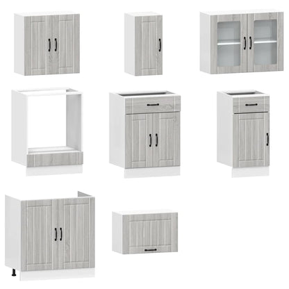 8 Piece Kitchen Cabinet Set Kalmar Grey Sonoma Engineered Wood