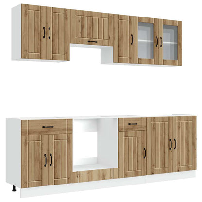 8 Piece Kitchen Cabinet Set "Kalmar" Artisan Oak Engineered Wood