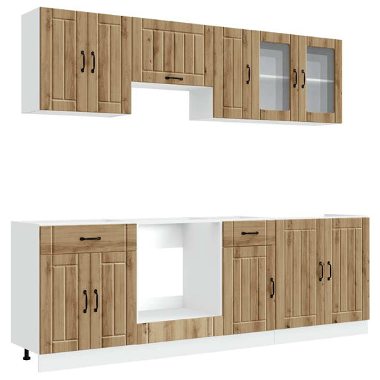 8 Piece Kitchen Cabinet Set "Kalmar" Artisan Oak Engineered Wood
