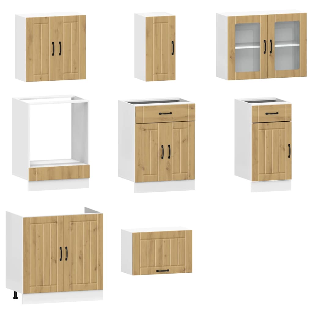 8 Piece Kitchen Cabinet Set Kalmar Artisan Oak Engineered Wood