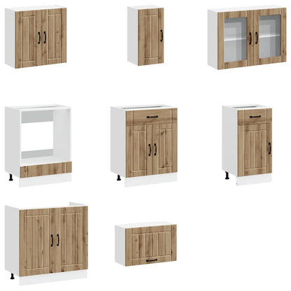 8 Piece Kitchen Cabinet Set "Kalmar" Artisan Oak Engineered Wood