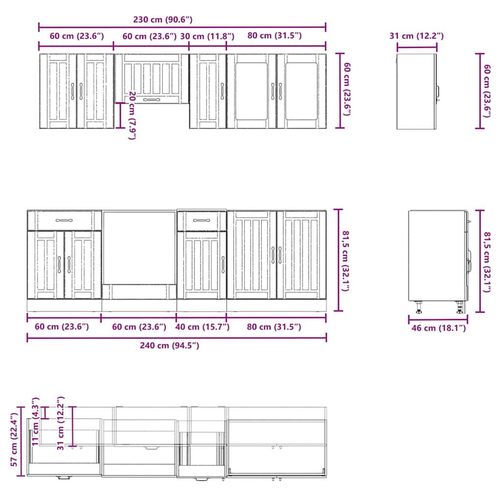 8 Piece Kitchen Cabinet Set Kalmar Artisan Oak Engineered Wood