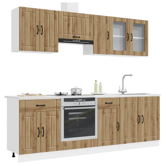 8 Piece Kitchen Cabinet Set "Kalmar" Artisan Oak Engineered Wood