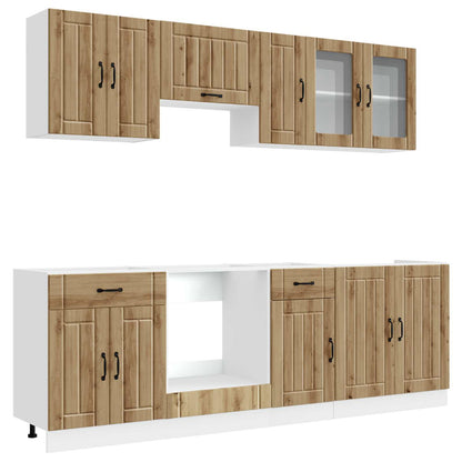 8 Piece Kitchen Cabinet Set "Kalmar" Artisan Oak Engineered Wood
