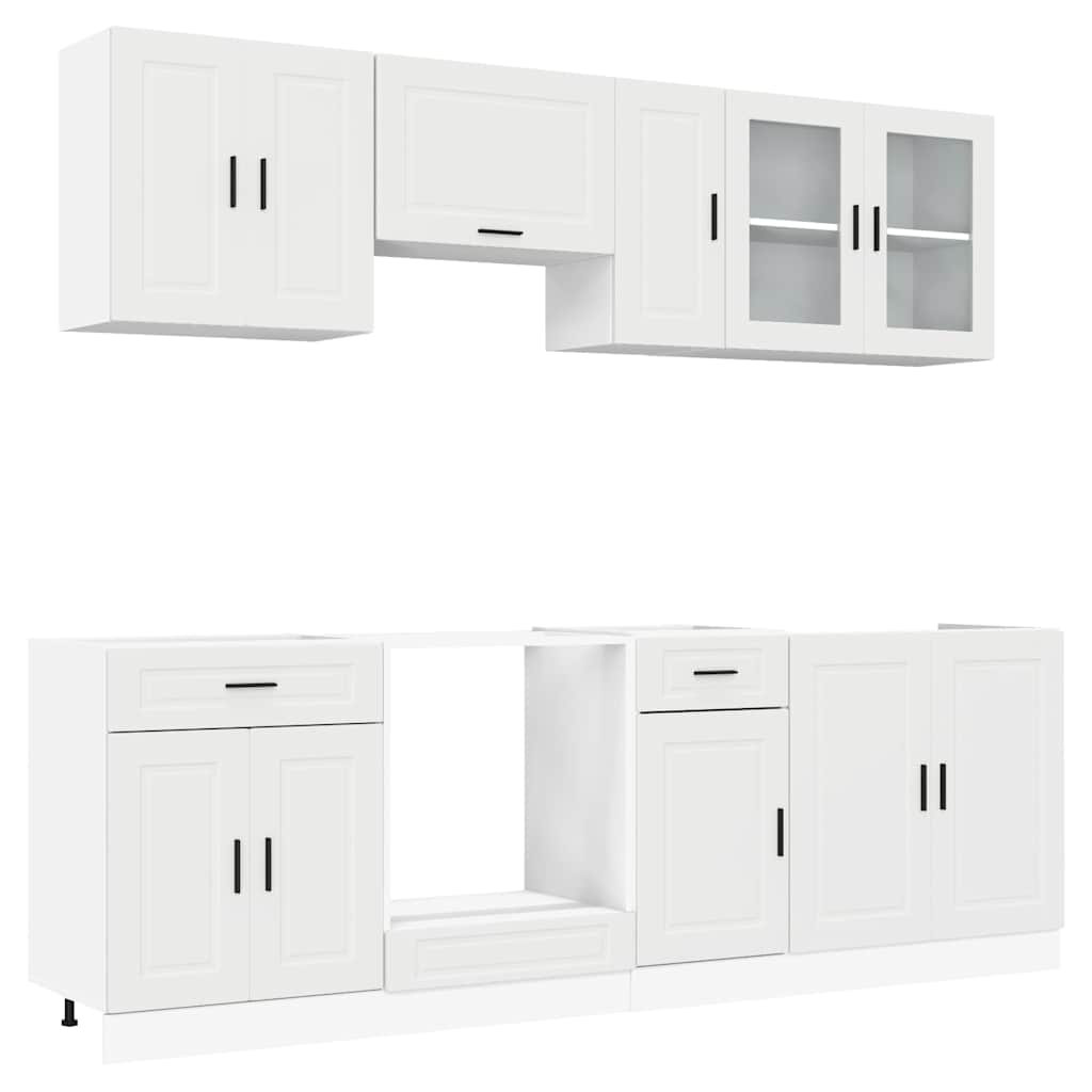 8 Piece Kitchen Cabinet Set Porto White Engineered Wood