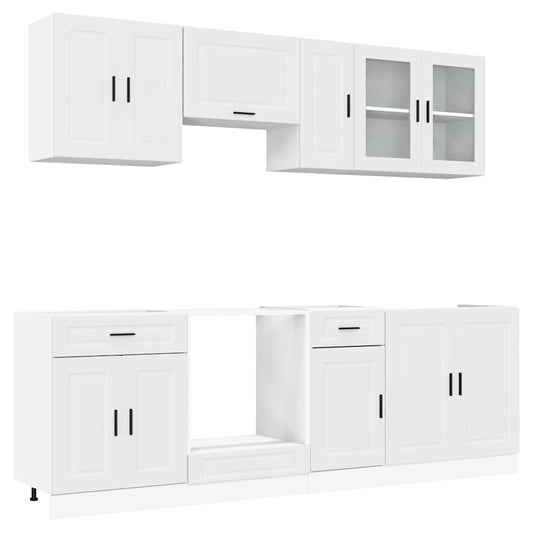 8 Piece Kitchen Cabinet Set Porto White Engineered Wood
