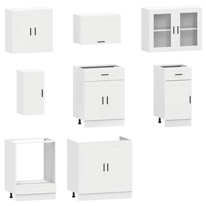8 Piece Kitchen Cabinet Set Porto White Engineered Wood