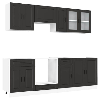 8 Piece Kitchen Cabinet Set Porto Black Engineered Wood