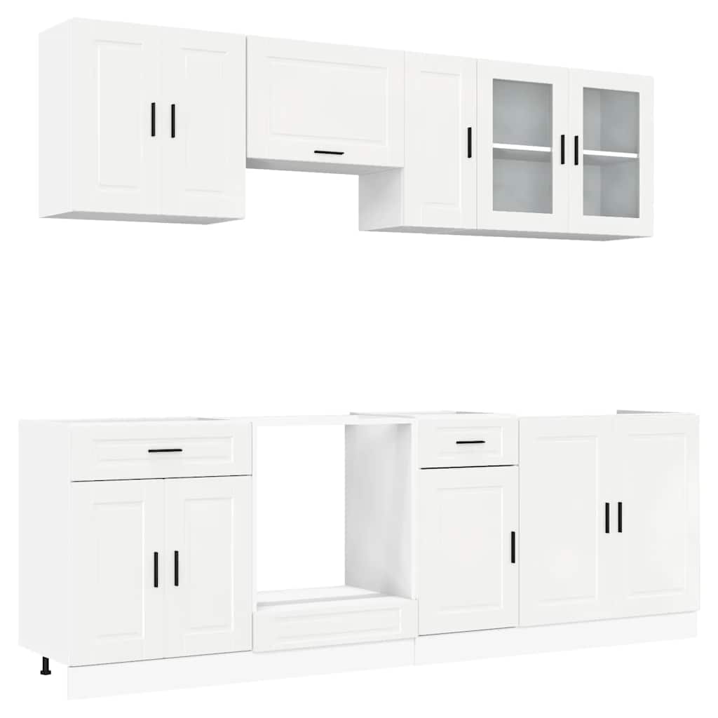 8 Piece Kitchen Cabinet Set Kalmar High Gloss White Engineered Wood
