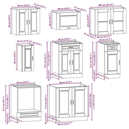 8 Piece Kitchen Cabinet Set Kalmar High Gloss White Engineered Wood