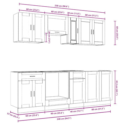 8 Piece Kitchen Cabinet Set Kalmar High Gloss White Engineered Wood