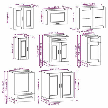 8 Piece Kitchen Cabinet Set Porto Sonoma Oak Engineered Wood