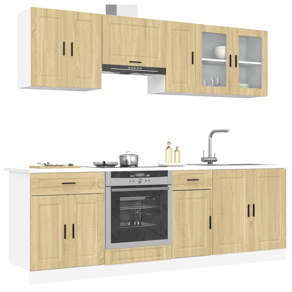 8 Piece Kitchen Cabinet Set Porto Sonoma Oak Engineered Wood