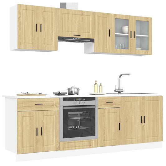 8 Piece Kitchen Cabinet Set Porto Sonoma Oak Engineered Wood