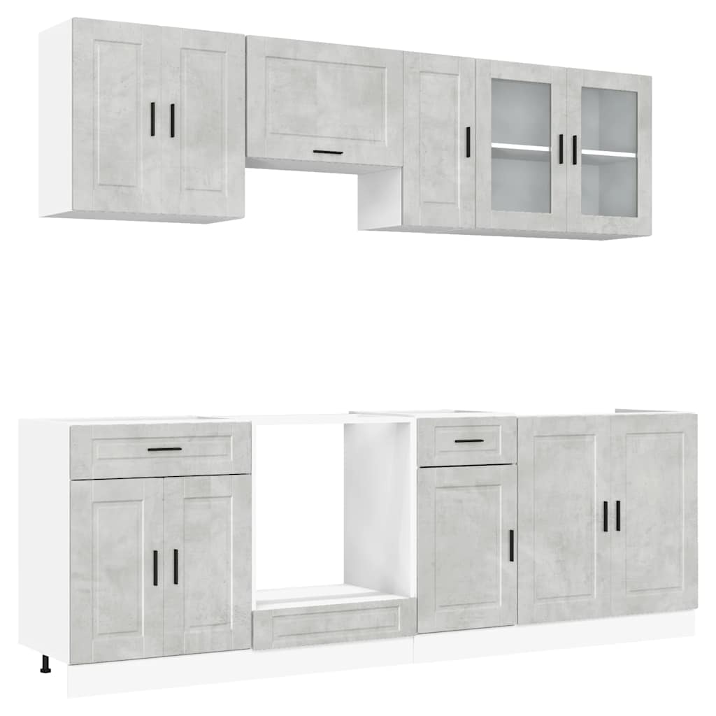 8 Piece Kitchen Cabinet Set Porto Concrete Grey Engineered Wood