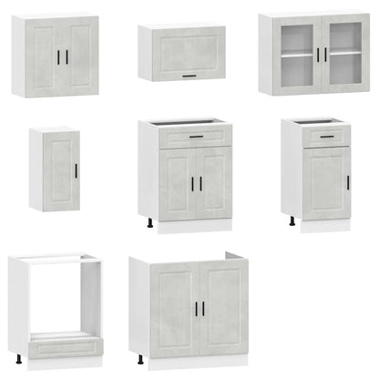 8 Piece Kitchen Cabinet Set Porto Concrete Grey Engineered Wood
