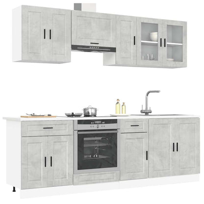 8 Piece Kitchen Cabinet Set Porto Concrete Grey Engineered Wood