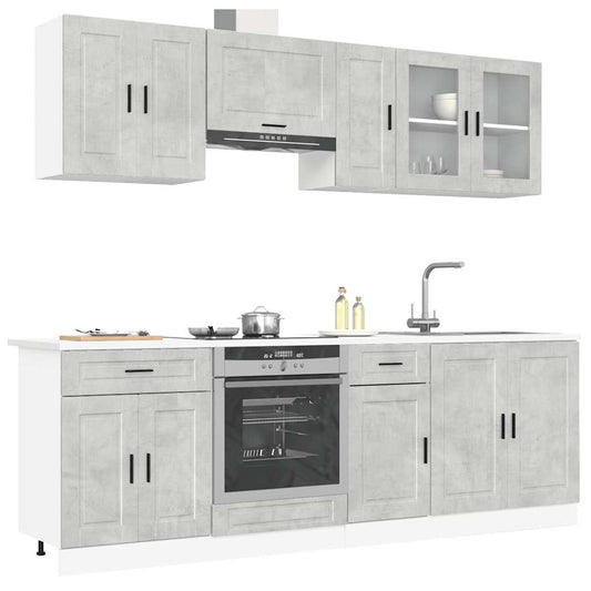 8 Piece Kitchen Cabinet Set Porto Concrete Grey Engineered Wood