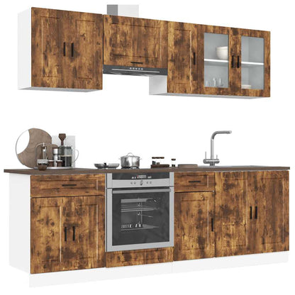 8 Piece Kitchen Cabinet Set Porto Smoked Oak Engineered Wood